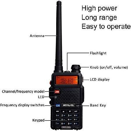 Retevis　RT-5R　Dual　Adults　Band　Two　Radios　Talkies　Radio,　Long　for　High　128CH　Power　Way　1400mAh　Way　(6　Walkie　Flashlight　Pack)　with　Range,　Earpiece
