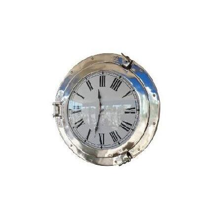 安値 Nagina International Chrome Deluxe Class Porthole Clock 20 - Chrome Wall Clock - Nautical Theme Clock - Nautical Decor