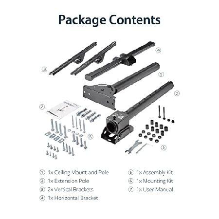 テレビ天井吊り金具 360°回転可 耐荷重25KG Kwueiitテレビ天吊り金具