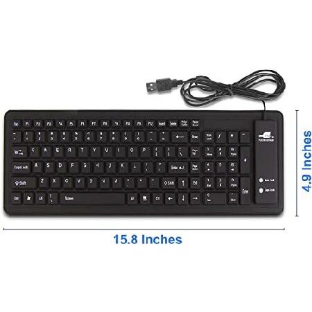 Foldable Silicone Keyboard USB Wired Waterproof Rollup Keyboard for PC Notebook Laptop 【タップ】 (All Black)