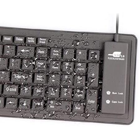Foldable Silicone Keyboard USB Wired Waterproof Rollup Keyboard for PC Notebook Laptop 【タップ】 (All Black)