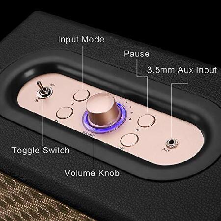 Computer Speaker, HD 24W Audio Vintage Wireless Speakers Plug-in Speaker with Extended Bass and Treble, Knob for Volume Control, 【放送】 Toggle Switch