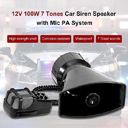 PARTOL Car PA System Truck Siren Horn 7 Tone Sound with Mic PA Speaker Vehicle Siren Megaphone Speaker 100W 12V Emergency Sound Amplifier with Microph｜koostore｜02