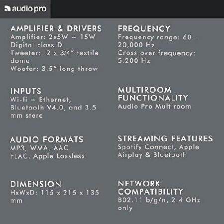 Audio Pro Addon C3 Wireless Bluetooth Speaker | High Fidelity， Rechargeable， Portable Speaker for Outdoor， Home， Camping， Travel， Beach | AirPlay， Ale