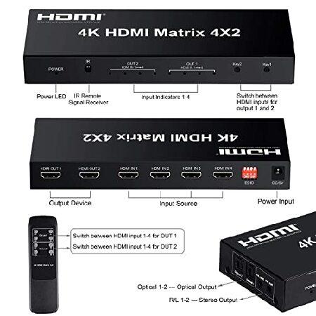 FERRISA 4K HDMI マトリックス セレクター 4入力2出力 音声分離 FERRISA 4K HDMI マトリックス セレクター 4入力2出力 音声分離