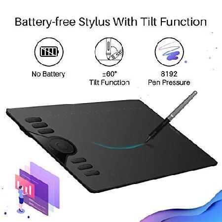 HUION HS610 Drawing Tablet 10x6.25 Inches Android Devices Supported Graphics Digital Tablet Tilt Function Battery-Free Stylus 8192 Pen Pressure with T｜koostore｜06