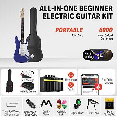 Donner DST-100L 39 Inch Electric Guitar Beginner Kit Full Size Solid Body Purple Sapphire Blue HSS Pick Up Starter Package with Amplifier Online Lesso｜koostore｜02