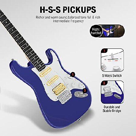 Donner DST-100L 39 Inch Electric Guitar Beginner Kit Full Size Solid Body Purple Sapphire Blue HSS Pick Up Starter Package with Amplifier Online Lesso｜koostore｜04