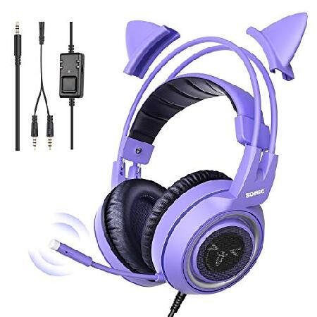 SOMIC G951S-Purple ゲーミングヘッドセット 猫耳ヘッドホン 3.5 SOMIC G951S-Purple ゲーミングヘッドセット 猫耳ヘッドホン 3.5