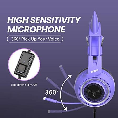 SOMIC G951S-Purple ゲーミングヘッドセット 猫耳ヘッドホン 3.5 SOMIC G951S-Purple ゲーミングヘッドセット 猫耳ヘッドホン 3.5