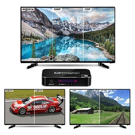 FERRISA HDMI 切替器 4K 60HZ 4入力1出力 HDMI スイッチャー HDMI2.0 HDCP2.2 3D 1080P HDR対応 自動手動切替機能 リモコン付き Xbox360 Roku Apple TV HDTV DVD｜koostore｜03