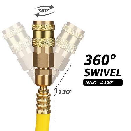 Air Compressor Hose 3/8-Inch x 50 Feet Hybrid Rubber ＆ PVC Hose with 1/4-Inch MNPT Swivel End Connector and Air Fittings Quick Universal 【ゲージピンネイラー】 Indus
