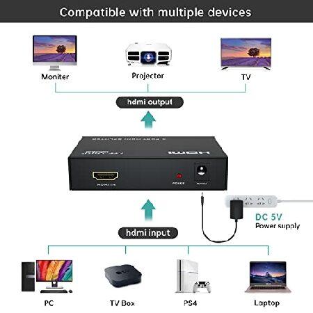 HDMI Splitter 1 in 4 Out, MT-ViKI 1x4 Power HDMI Splitter 4 Ports w/AC Adapter, 4Kx2K@30Hz 3D Full HD Distributor for PS4 Fire Stick HDTV｜koostore｜03