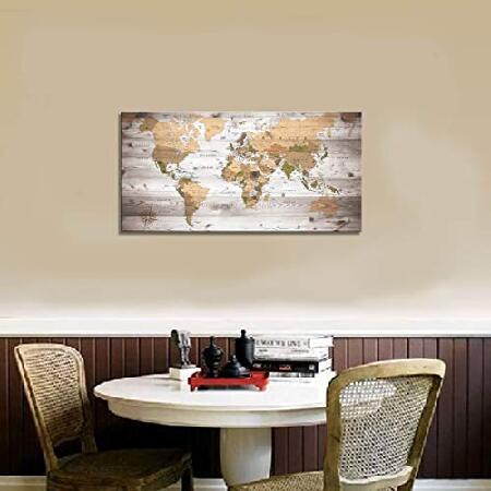 オフィス用世界地図 ウォールアート ヴィンテージ 木目調 世界地図 ポスター キャンバスプリント 写真付き 航海装飾 モダンフレームアート 世界地図 リビングル｜koostore｜05