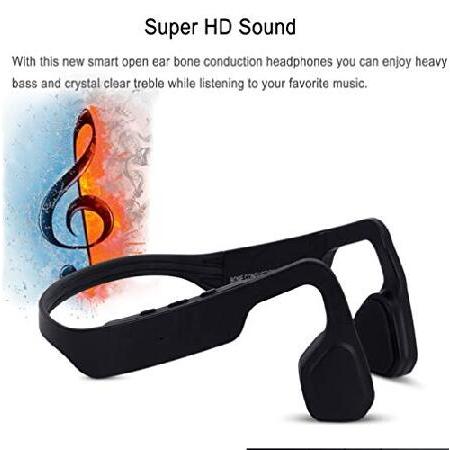 正規品ンストア QT S Bone Conduction Headphones Bluetooth with Mic Titanium Lightweight Open-Ear Wireless Stereo Music IP65 Water ＆ Sweat Resistant Answer Phone Call