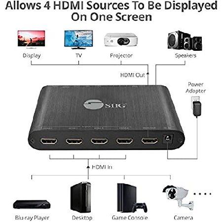 人気ブランド通販 SIIG 1080p 4x1 HDMI クアッドマルチビューア シームレススイッチャー PC/DVD/セキュリティカメラ IRリモコン 3.5mmオーディオ抽出 TAA準拠 ESD保護 金属ハウジ