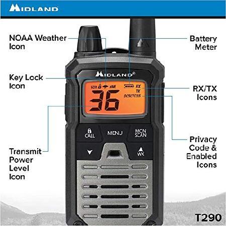 Midland　T290X4VP4　X-TALKER　Weather　Scan　Alert,　Way　Range　Walkie　Two　121　Talkie　Long　Codes　Silver,　and　Privacy　NOAA　Radios　Radio　GMRS　with　(Black