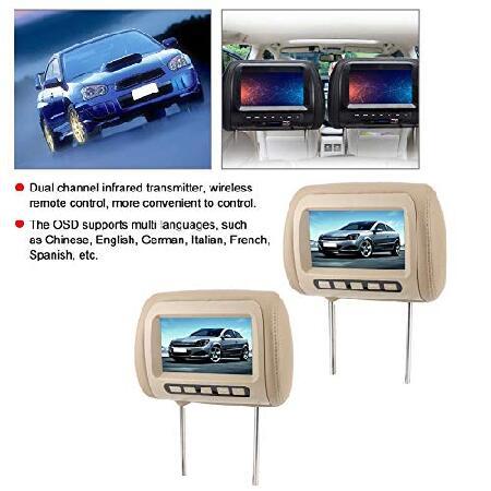 全国配送可 Headrest Player，2pcs Universal 7 in HD Car Headrest LCD Video Player Wireless Control MP5 Display Brown