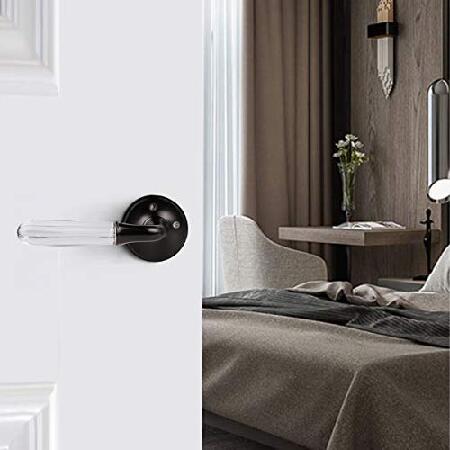 新品セール ガラスドアレバー ブラック仕上げ キーレスクリスタルドアロック キー付き Privacy Function(Bed/Bath) ブラック