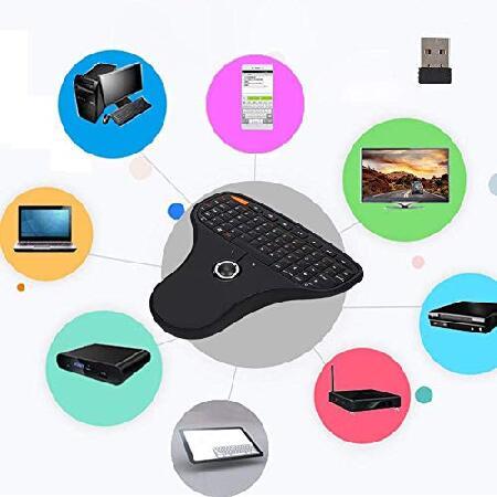 早期販売割引 Keyboard with Trackball Mouse， Wireless Multimedia Keypad QWERTY Layout， Mini USB Keyboard with Builtin Receiver Range 10m， for Smart TV， Computer， fo