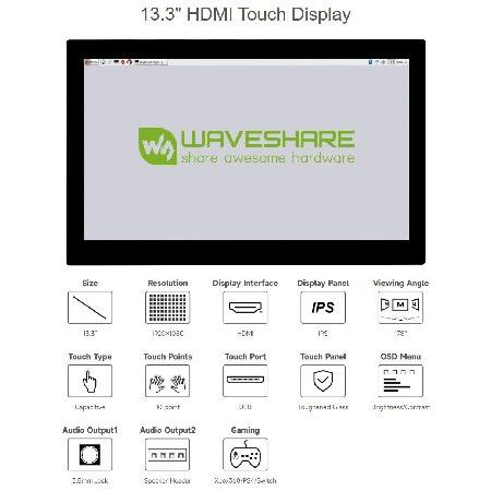 13.3inch 【その他】 Capacitive Touch Screen LCD Compatible 🎾 with