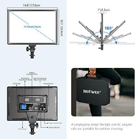 Neewer　NL288　LED　with　Light　for　Panel　Soft　3200K-5600K　18&quot;　45W　Photography　Str　4800Lux　Video　CRI　97　Bi-Color　Dimmable　Light　Remote,　2.4G　Live