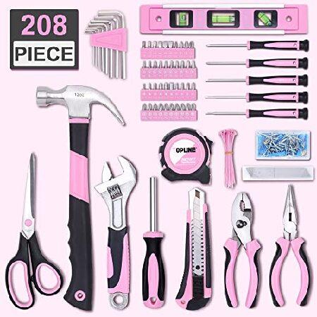 TOPLINE 208-Piece Pink Tool Kits for Women with Round Pouch, Small Tools Kit for Apartment, Home, Household Ladies Pink Tool Set for Best Gifts and Ho｜koostore｜02