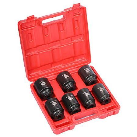 1/2-Inch Drive Deep Impact Socket Set, Inch, Cr-Mo, 6-Point, 1-3/8-Inch - 1-3/4-Inch, 7-Piece 1/2" Dr. Deep Spindle Axle Nut Impact 【対辺】 Socket Se