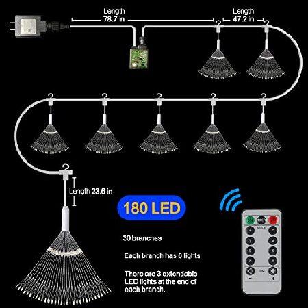 【本物新品保証】 Homesprit Firework Lights 8 Pack 180 Led Copper Wire Starburst Lights with 8 Models， Power Supply Fairy Lights with Remote Control， Waterproof Outdoor