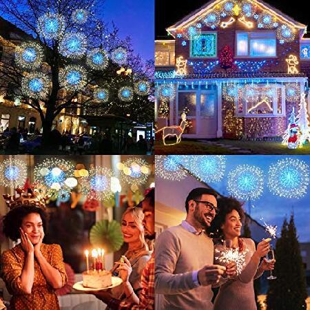 【本物新品保証】 Homesprit Firework Lights 8 Pack 180 Led Copper Wire Starburst Lights with 8 Models， Power Supply Fairy Lights with Remote Control， Waterproof Outdoor