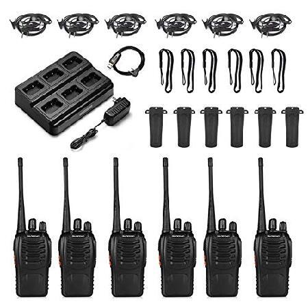 6pcs BAOFENG BF-888S Walkie Talkie for Adults, Long Range Two Way Radio, 1500mAh 16 CH, 6 Radios 6 Earpieces 1 Six-way Charger 1 Cable｜koostore｜06