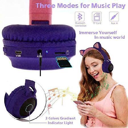 人気ブランド新作豊富 KK KIMKEN Cat Ear Headphones - Kids Headphones Bluetooth - Wireless Headphones for Girls - Foldable and Portable Cute Headphones - Volume Control and