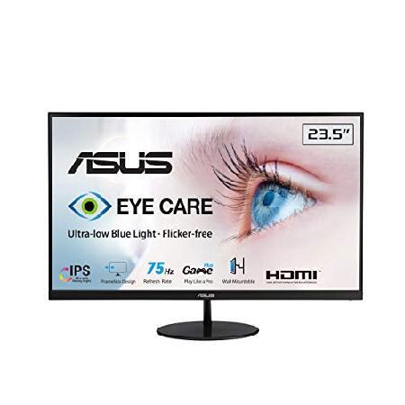 ASUS　VL249HE　23.8”　Care　HD,　Eye　FreeSync,　HDMI　IPS,　Care,　Slim　Adaptive-Sync　Eye　75Hz,　Frameless　Monitor,　VESA　Design,　VGA,　Wall　1080P　Full　Mountable