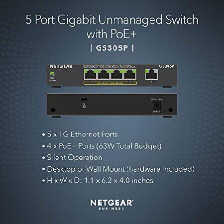 最大70％オフ NETGEAR Switch PoE de 5 portas Gigabit Ethernet n〓o gerenciado (GS305P) - com 4 x PoE+ @ 63W， suporte de mesa ou parede