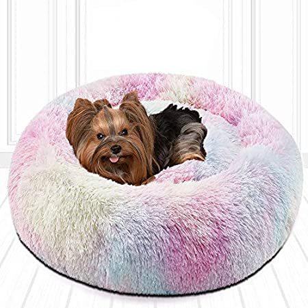 人気Dog Beds特別価格Friends Forever Donut Cat Bed, Faux Fur Dog Beds for Medium Small Dogs - Se好評販売中