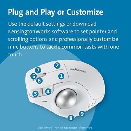 Kensington Pro Fit(R) Ergo Vertical Wireless Trackball-White Kensington Pro Fit(R) Ergo Vertical Wireless Trackball-White