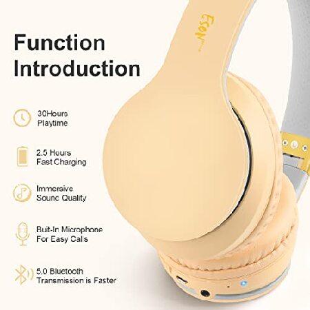 人気のファッションブランド！ esonstyle Bluetooth Headphones Over Ear Foldable Wireless and Wired Stereo Headset with Mic Soft Earmuffs Light Weight for Phone TV PC Online Class Ho