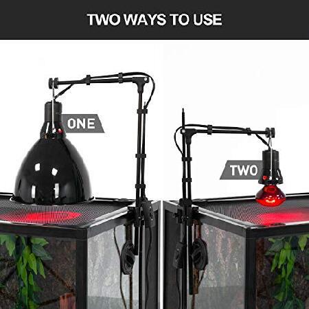 ZOO 8.5 inch Reptile Light Fixture 200W 2 in 1 E26 Base with Removable Ceramic Socket with On Off Toggle Switch in Black,Aquarium Dome Reptile U 【URCERI】
