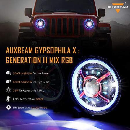 Auxbeam 9インチ RGB ヘッドライト 交換用 ジープ ラングラー JL JLU