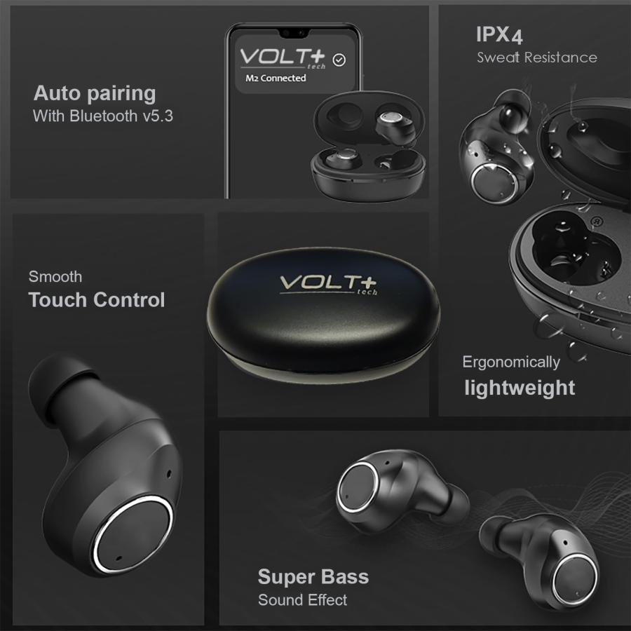 V5 Bluetooth Earbuds Works for Xiaomi Redmi 9T with Charging case for in Ear Headphones. (V5.0 【sunnto】 Black)