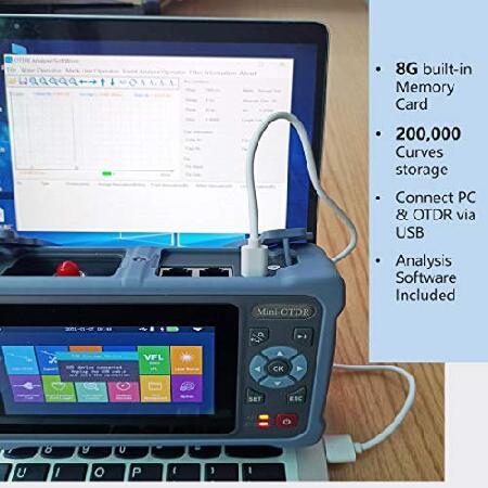 OTDR Fiber Tester 1310/1550nm 26/24dB with 4.3-inch Touch Screen, 11-in-1 OTDR SM with VFL OPM OLS Event Map RJ45, FC/UPC SC ST LC Connectors Included｜koostore｜03