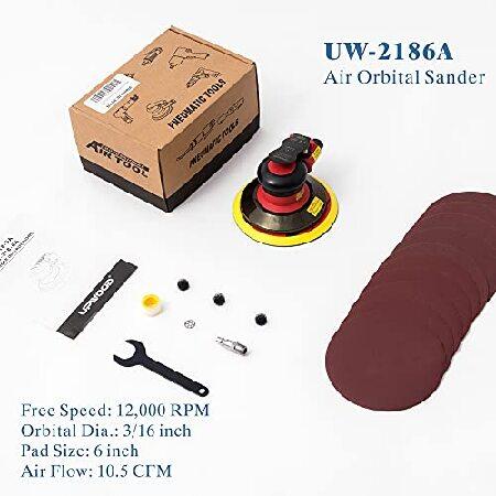 6-inch Air Random Orbital Sander by UPWOOD, Heavy Duty Palm Air Powered Sander Pneumatic Sander with 10pcs Sandpapers, Palm Air Sander Tool for Auto B｜koostore｜02