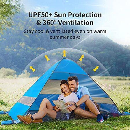AKASO Beach Tent, Anti UV Pop Up Camping Tent, Ultralight Easy Set Up Small Tents with Carry Bag for 4 Person Hiking Glamping Beach Outdoor｜koostore｜04
