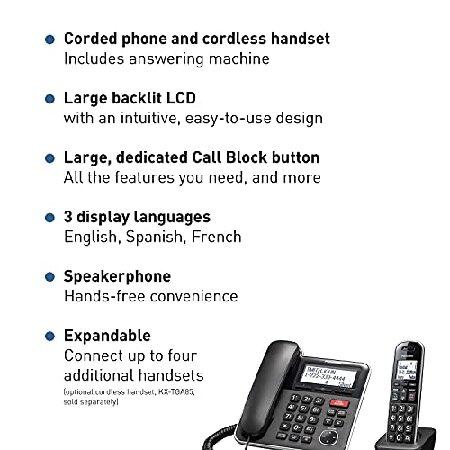 Panasonic Expandable Corded Cordless Phone System with Answering Machine and One Touch Call Blocking Handset KX-TGB850B (Black)-4