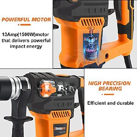 SHIELDPRO　1-1　Inch　Rotary　with　Vibration　Amp　Hammer　Flat　13　Drill　Grease,　Safety　Duty,　Heavy　Clutch　Control,Including　Functions　SDS-Plus　Chisels,