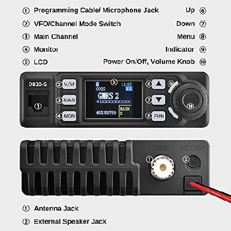 Radioddity　DB20-G　Mobile　Two　Range　with　Lighter　Radio　Display　Way　500　Cigarette　Off　for　Long　20W　Radio　for　Channels,　Car　VOX,　Sync,　Plug,　Vehicle,　Roa