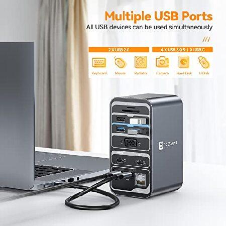 HOT; USB C ノートパソコンドッキングステーションデュアルモニター 15イン1 USB Cドック デュアルHDMI付き 65W電源 VGA 4 USB 3.0 2 USB 2.0 USB C SD/TF イーサネッ