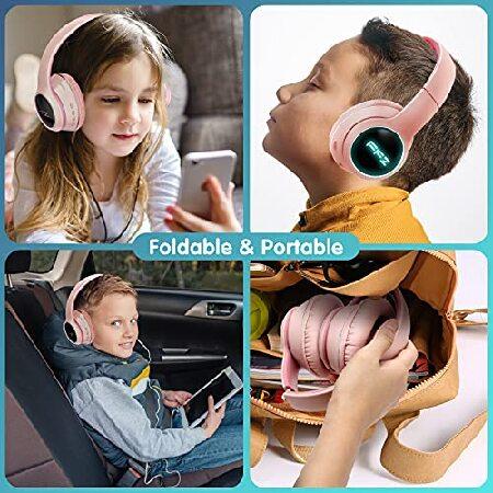 海外通販では FFZ Kids Wireless Headphones， K21 Colorful LED Lights Blue Tooth-V5.0 Headphones for Kid with Built-in Microphone， Foldable Headset ＆ Soft Earpads， f