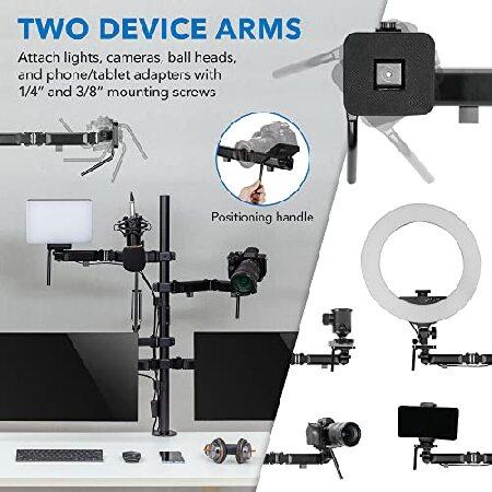 Mount-It! All in One Live Streaming Equipment | 5 Arm Streaming Desk Mount That Holds Dual Monitors, Cameras and Ring Light with Mic | YouTube Setup f｜koostore｜06