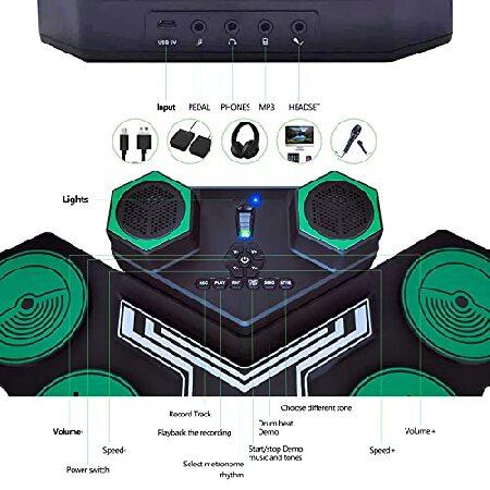Electronic Drum Set for Kids Adults, 9 Pad Digital Drum Kit, Portable Roll-Up Drum Pad, Tabletop Drum Set, Built-in Dual Stereo Speakers Electric Drum